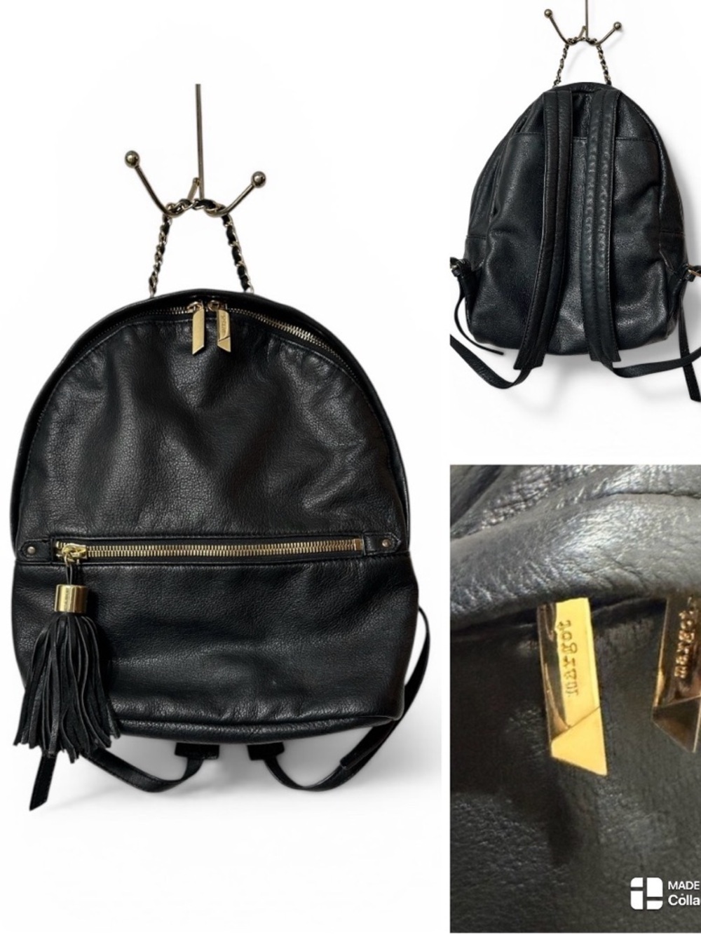 Margot black leather backpack
